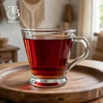 فنجان شیشه ای از جنس بلور مدل KTZB98 از برند بلینک مکس روی تختخ چوبی