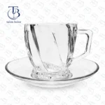 فنجان نعلبکی شیشه ای از جنس بلور
