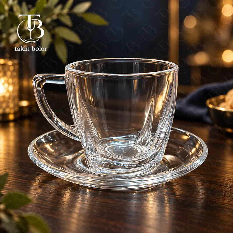 فنجان نعلبکی شیشه ای از جنس بلور