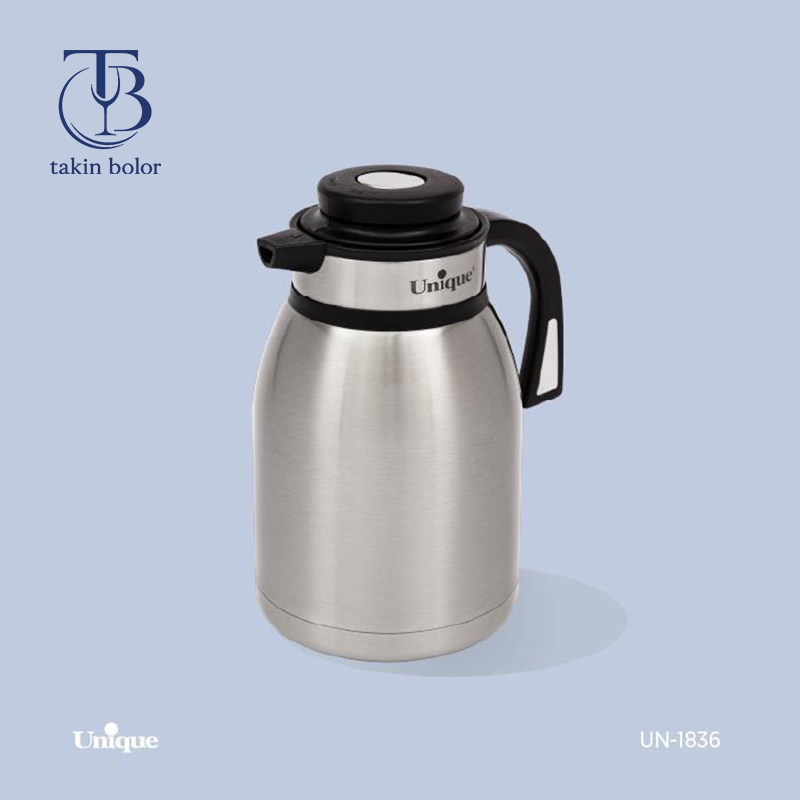 فلاسک استیل 1.5 لیتری تپل با دستگیره و درب مشکی