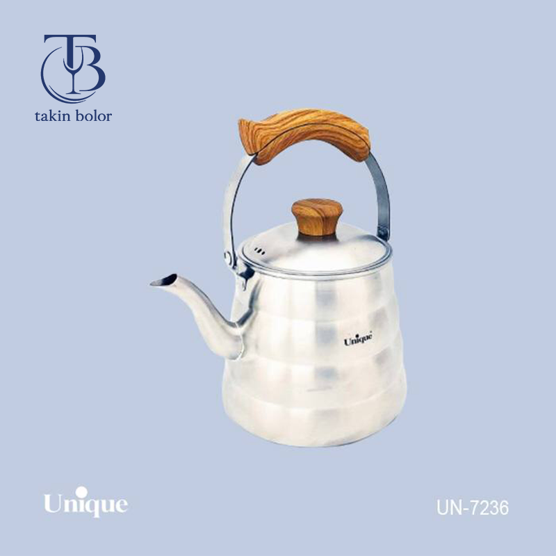 کتری 3.5 لیتری استیل با دسته چوبی