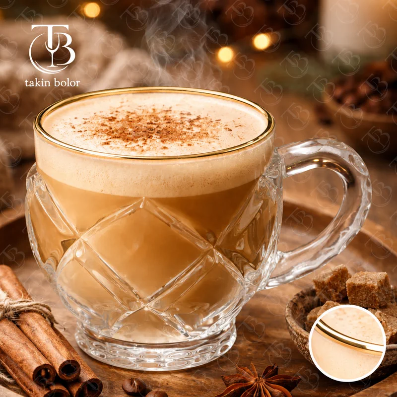 فنجان شیشه ای لب طلا از جنس بلور
