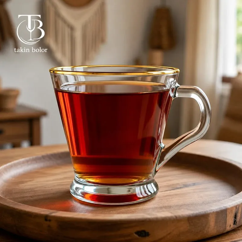 فنجان شیشه ای لب طلا از جنس بلور