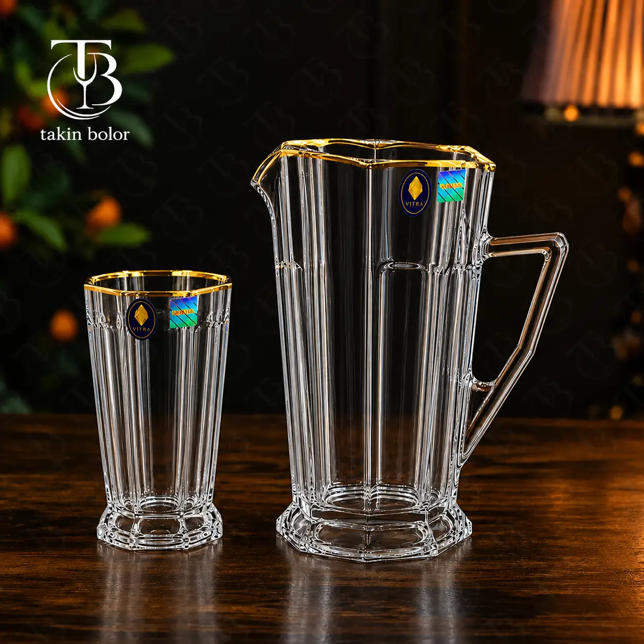 vitra-gold-rim-pitcher-glass-stige-1 پارچ و لیوان شیشه ای لب طلا از جنس بلور