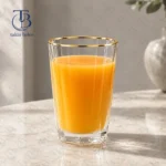 لیوان شربت خوری شیشه ای لب طلا از جنس بلور
