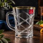 لیوان شیشه ای لب طلا از جنس بلور