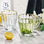 لیوان شیشه ای لب طلا از جنس بلور