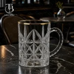 لیوان شیشه ای لب طلا از جنس بلور