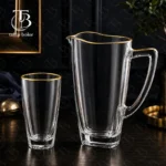 پارچ و لیوان شیشه ای لب طلا از جنس بلور